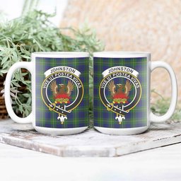 ScosTee Shop Scottish Johnston of Caskieben Modern Crest Tartan Ceramic Mug