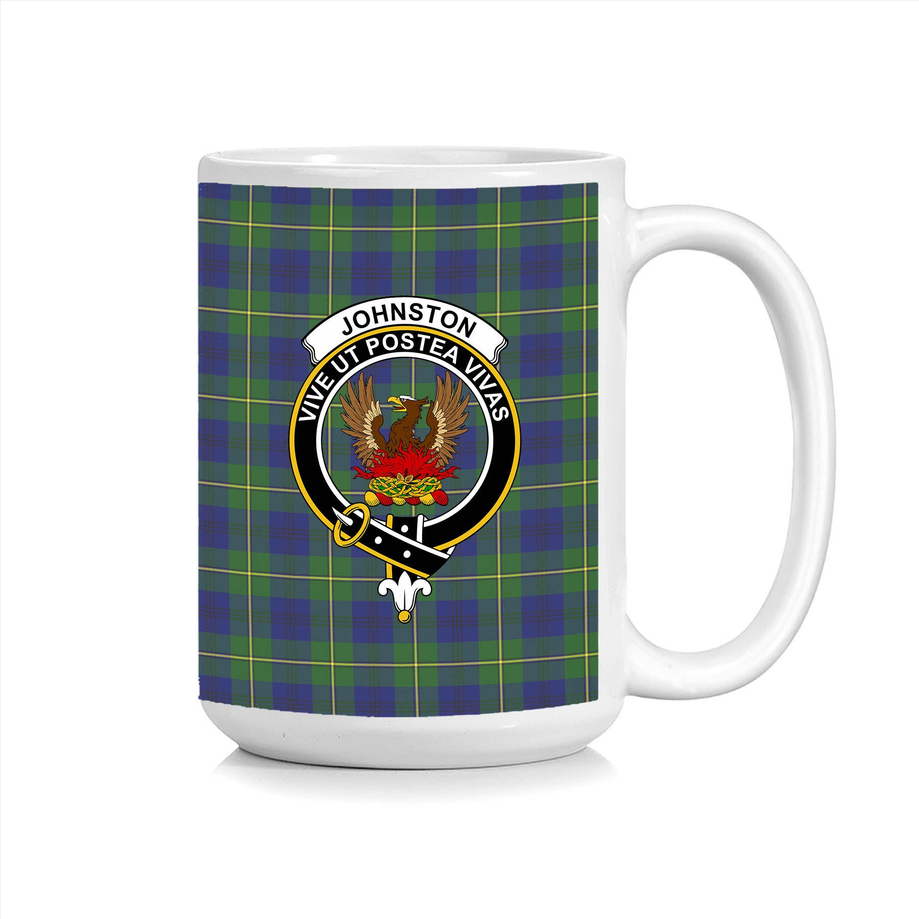 ScosTee Shop Scottish Johnston of Caskieben Modern Crest Tartan Ceramic Mug
