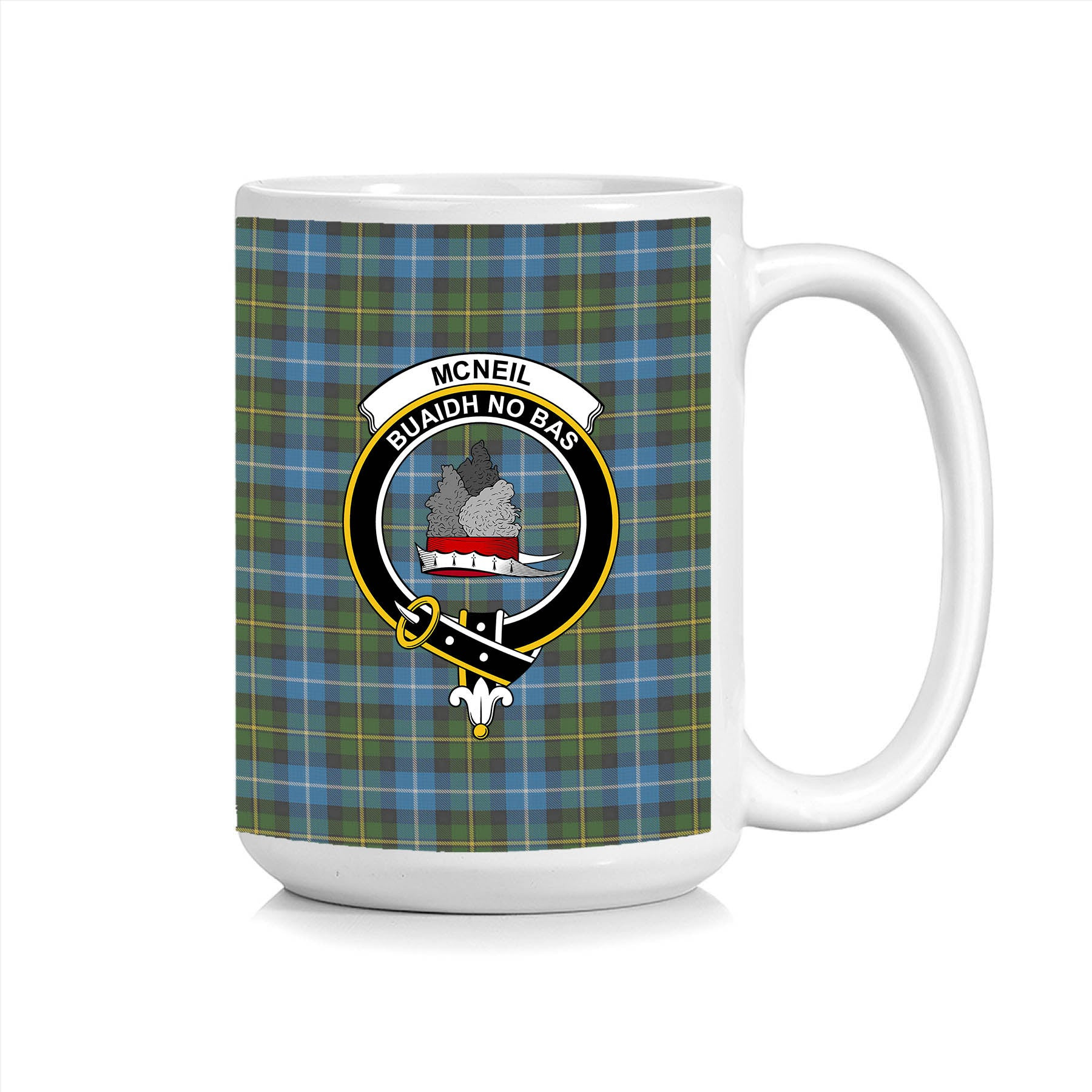 ScosTee Shop Scottish McNeil of Barra Crest Tartan Ceramic Mug