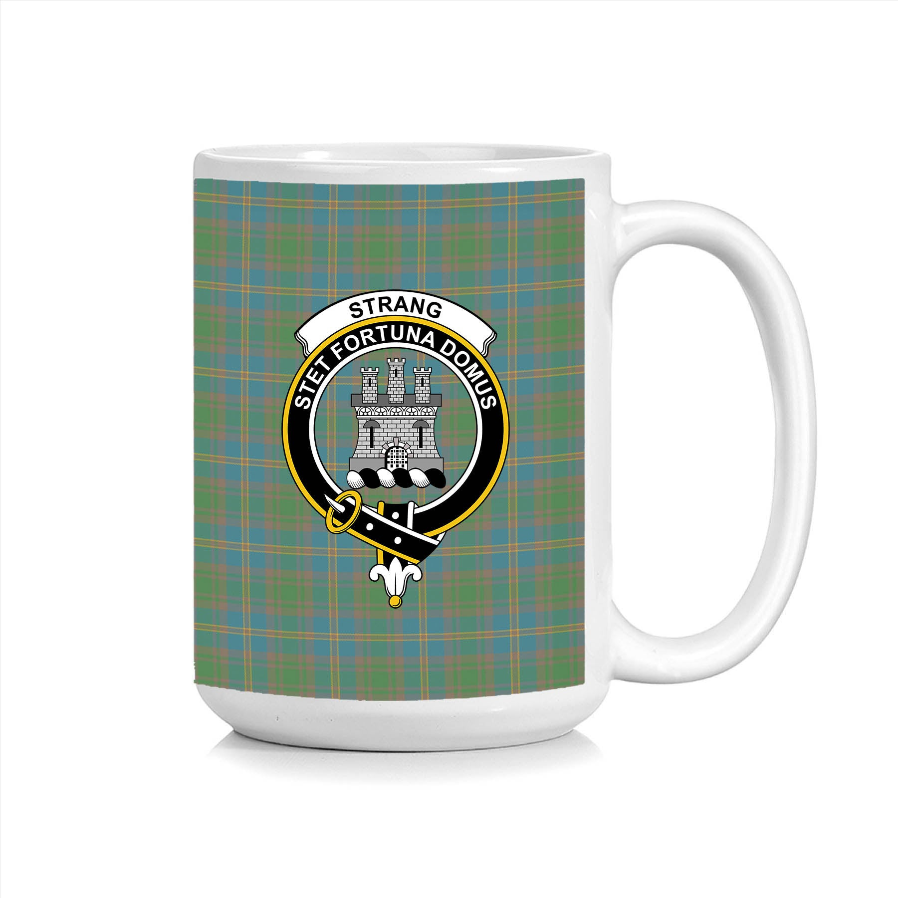 ScosTee Shop Scottish Strang of Balkaskie Ancient Crest Tartan Ceramic Mug