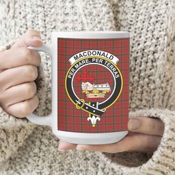 ScosTee Shop Scottish MacDonald of Belfinlay Crest Tartan Ceramic Mug