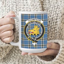 ScosTee Shop Scottish Thompson Society Dress Blue Modern Crest Tartan Ceramic Mug