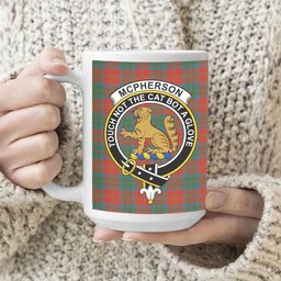 ScosTee Shop Scottish McPherson of Cluny Ancient Crest Tartan Ceramic Mug