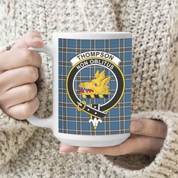 ScosTee Shop Scottish Thompson Society Dress Blue Crest Tartan Ceramic Mug
