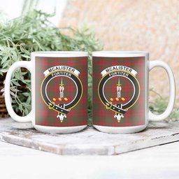 ScosTee Shop Scottish McAlister of Glenbarr Crest Tartan Ceramic Mug