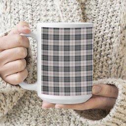 ScotsTee Shop Scottish MacPherson of Cluny Black and White Tartan Ceramic Mug