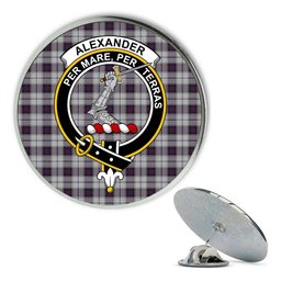 ScotsTee Shop Scottish Alexander of Menstry Dress Metal Tartan Lapel Pin Scottish Clan Crest Badge