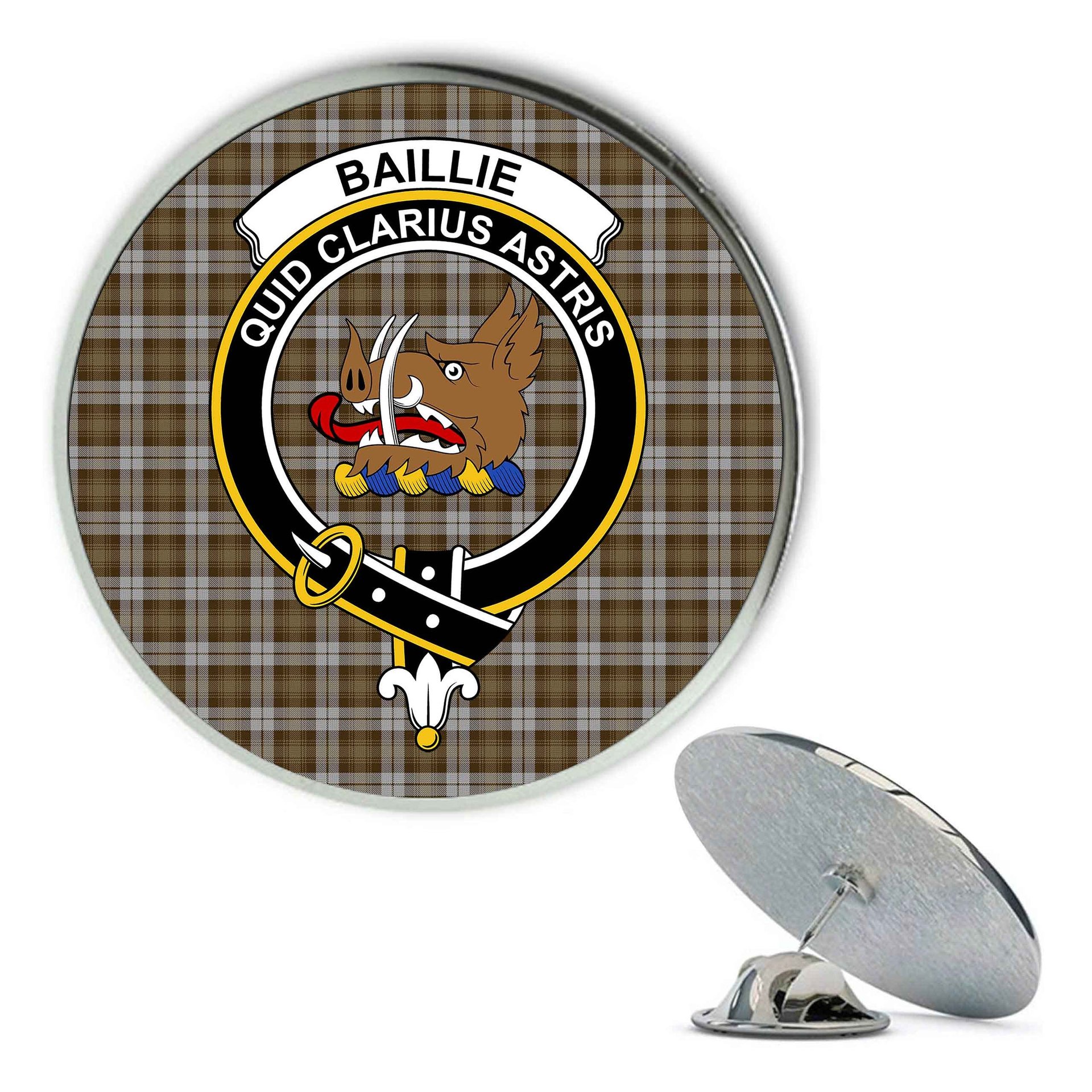 ScotsTee Shop Scottish Baillie Dress Metal Tartan Lapel Pin Scottish Clan Crest Badge
