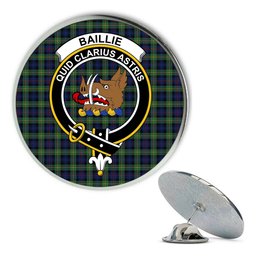 ScotsTee Shop Scottish Baillie Modern Metal Tartan Lapel Pin Scottish Clan Crest Badge