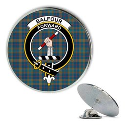 ScotsTee Shop Scottish Balfour Blue Ancient Metal Tartan Lapel Pin Scottish Clan Crest Badge