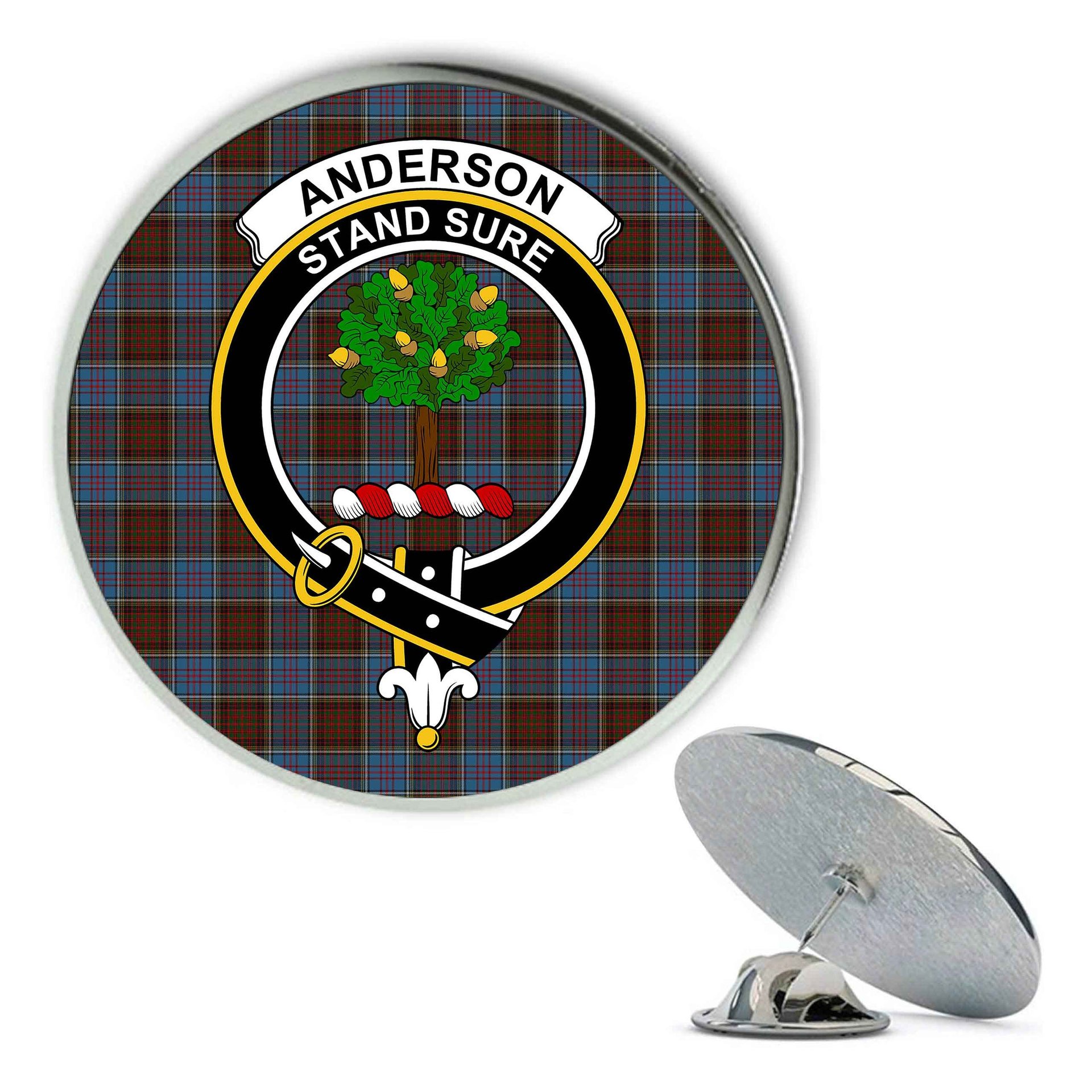 ScotsTee Shop Scottish Anderson MacGregor Hastie 3 Metal Tartan Lapel Pin Scottish Clan Crest Badge