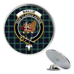 ScotsTee Shop Scottish Baillie of Polkemmet Modern Metal Tartan Lapel Pin Scottish Clan Crest Badge