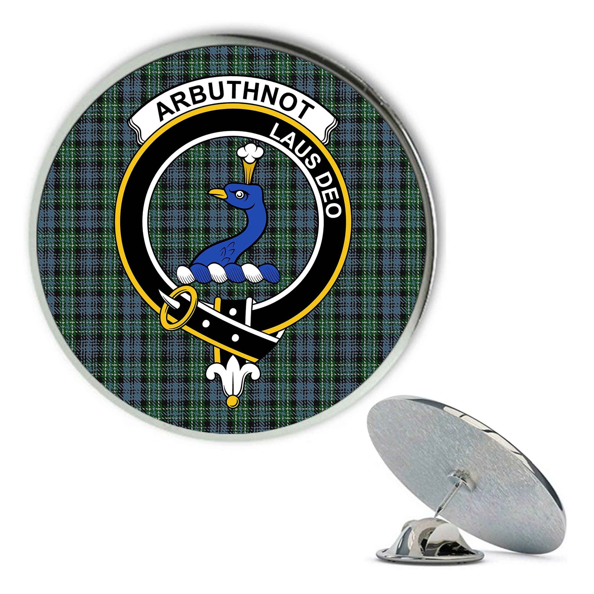 ScotsTee Shop Scottish Arbuthnott - TD Metal Tartan Lapel Pin Scottish Clan Crest Badge