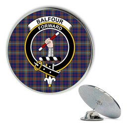 ScotsTee Shop Scottish Balfour Blue Modern Metal Tartan Lapel Pin Scottish Clan Crest Badge