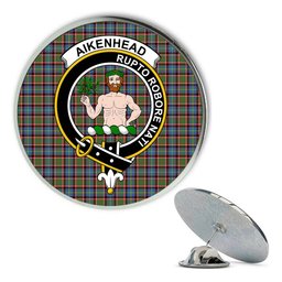 ScotsTee Shop Scottish Aikenhead Metal Tartan Lapel Pin Scottish Clan Crest Badge