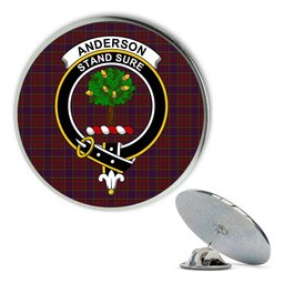 ScotsTee Shop Scottish Anderson of Kinnedear Red Metal Tartan Lapel Pin Scottish Clan Crest Badge