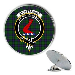 ScotsTee Shop Scottish Armstrong Metal Tartan Lapel Pin Scottish Clan Crest Badge
