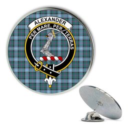 ScotsTee Shop Scottish Alexander of Menstry Hunting Ancient Metal Tartan Lapel Pin Scottish Clan Crest Badge