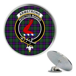ScotsTee Shop Scottish Armstrong Modern Metal Tartan Lapel Pin Scottish Clan Crest Badge