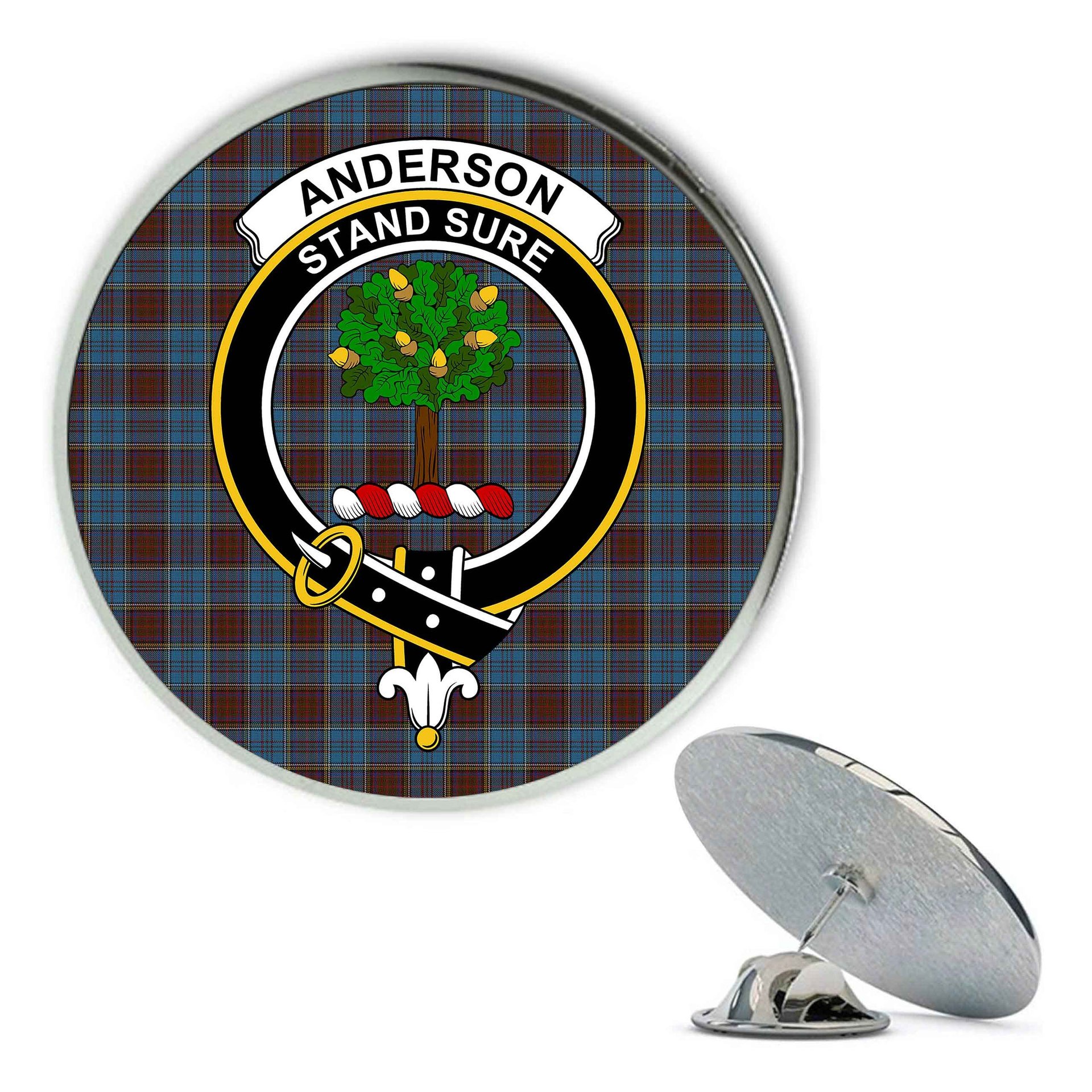 ScotsTee Shop Scottish Anderson Paton Metal Tartan Lapel Pin Scottish Clan Crest Badge