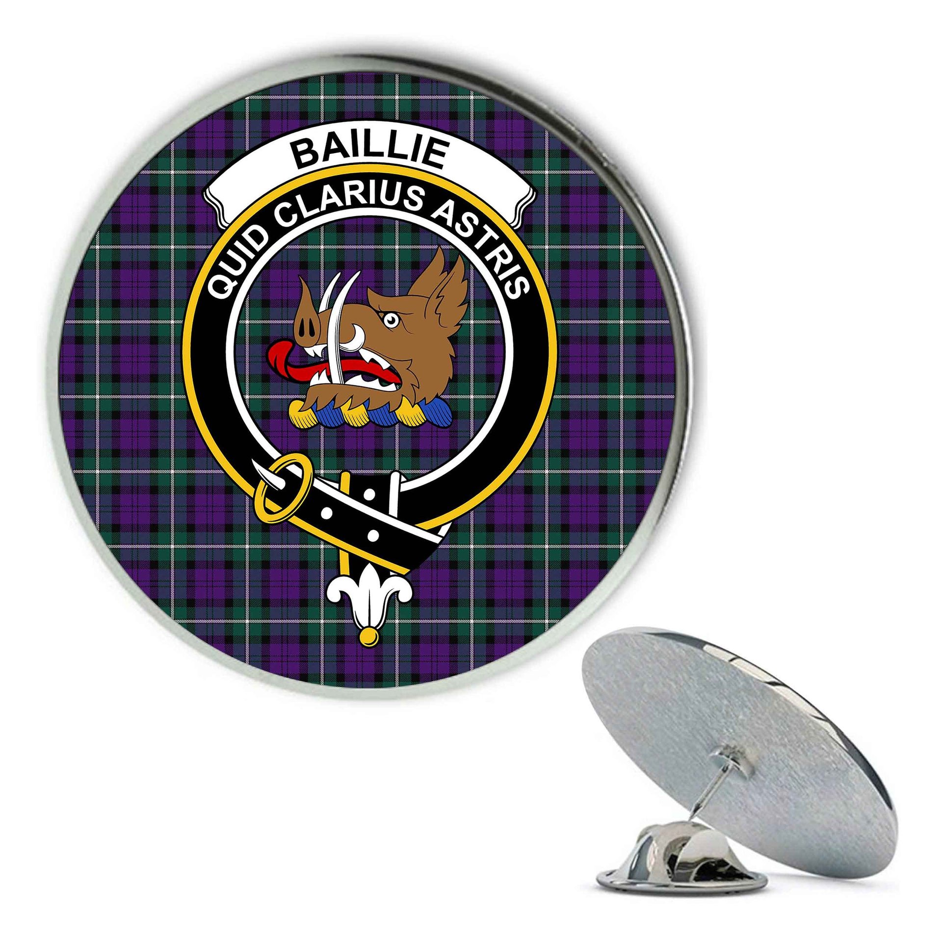 ScotsTee Shop Scottish Baillie Highland Society Modern Metal Tartan Lapel Pin Scottish Clan Crest Badge