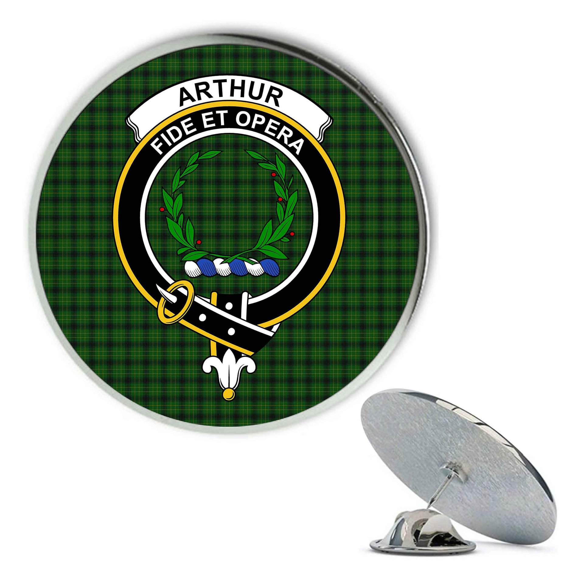 ScotsTee Shop Scottish Arthur Highland Society Metal Tartan Lapel Pin Scottish Clan Crest Badge