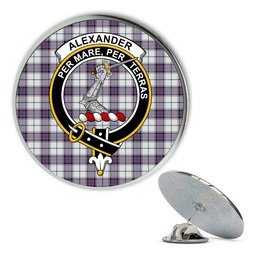 ScotsTee Shop Scottish Alexander of Menstry Dress Ancient Metal Tartan Lapel Pin Scottish Clan Crest Badge