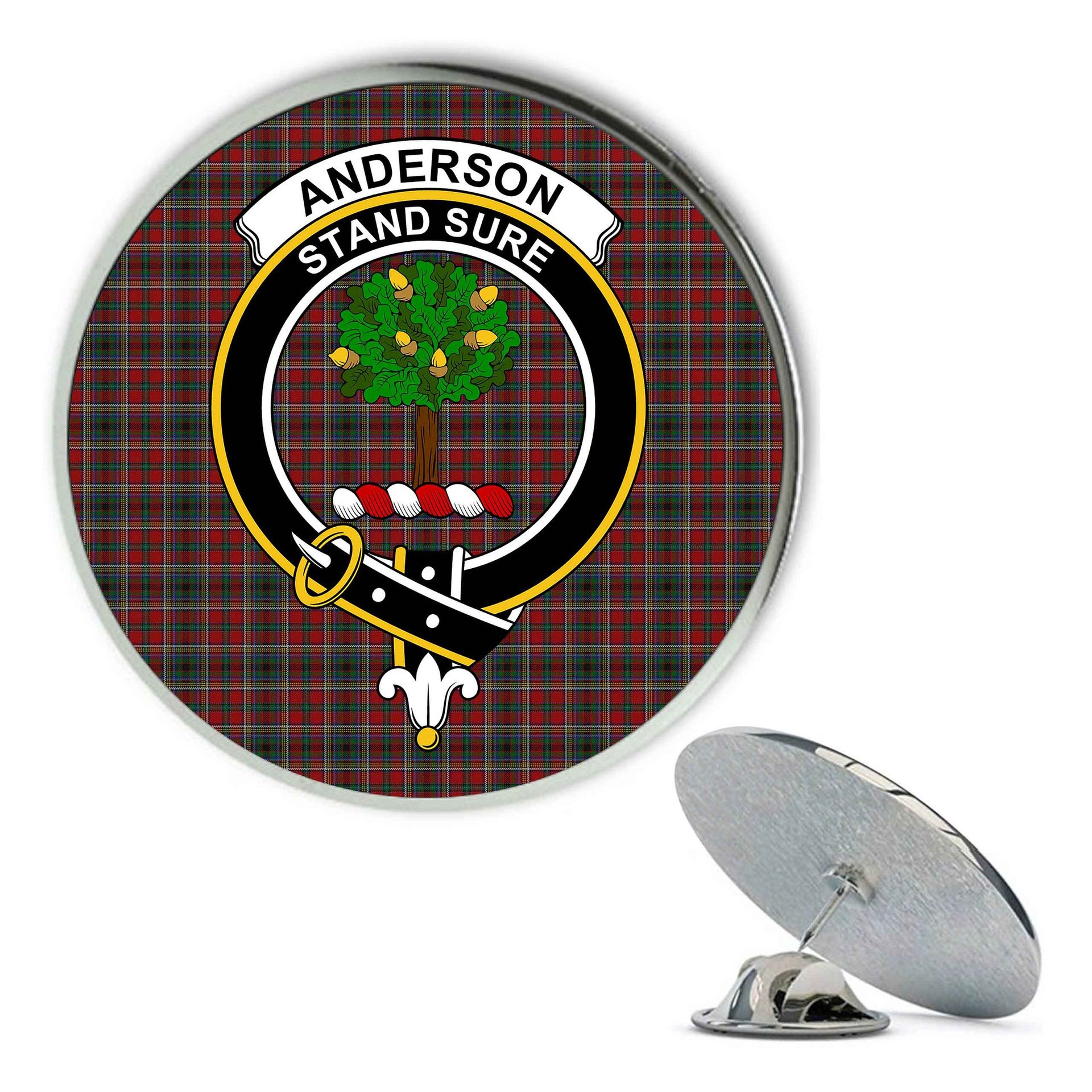 ScotsTee Shop Scottish Anderson of Ardbrake Metal Tartan Lapel Pin Scottish Clan Crest Badge