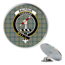 ScotsTee Shop Scottish Balfour Blue Metal Tartan Lapel Pin Scottish Clan Crest Badge