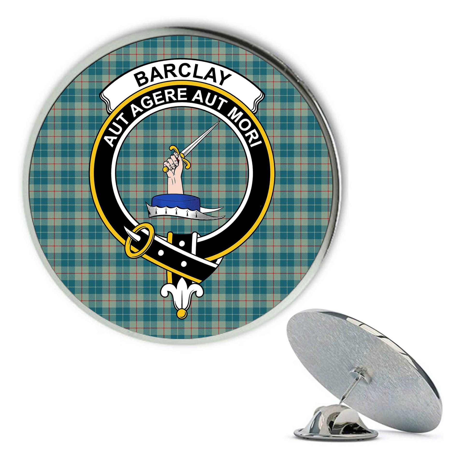 ScotsTee Shop Scottish Barclay Hunting #2 Ancient Clan Metal Tartan Lapel Pin Scottish Clan Crest Badge