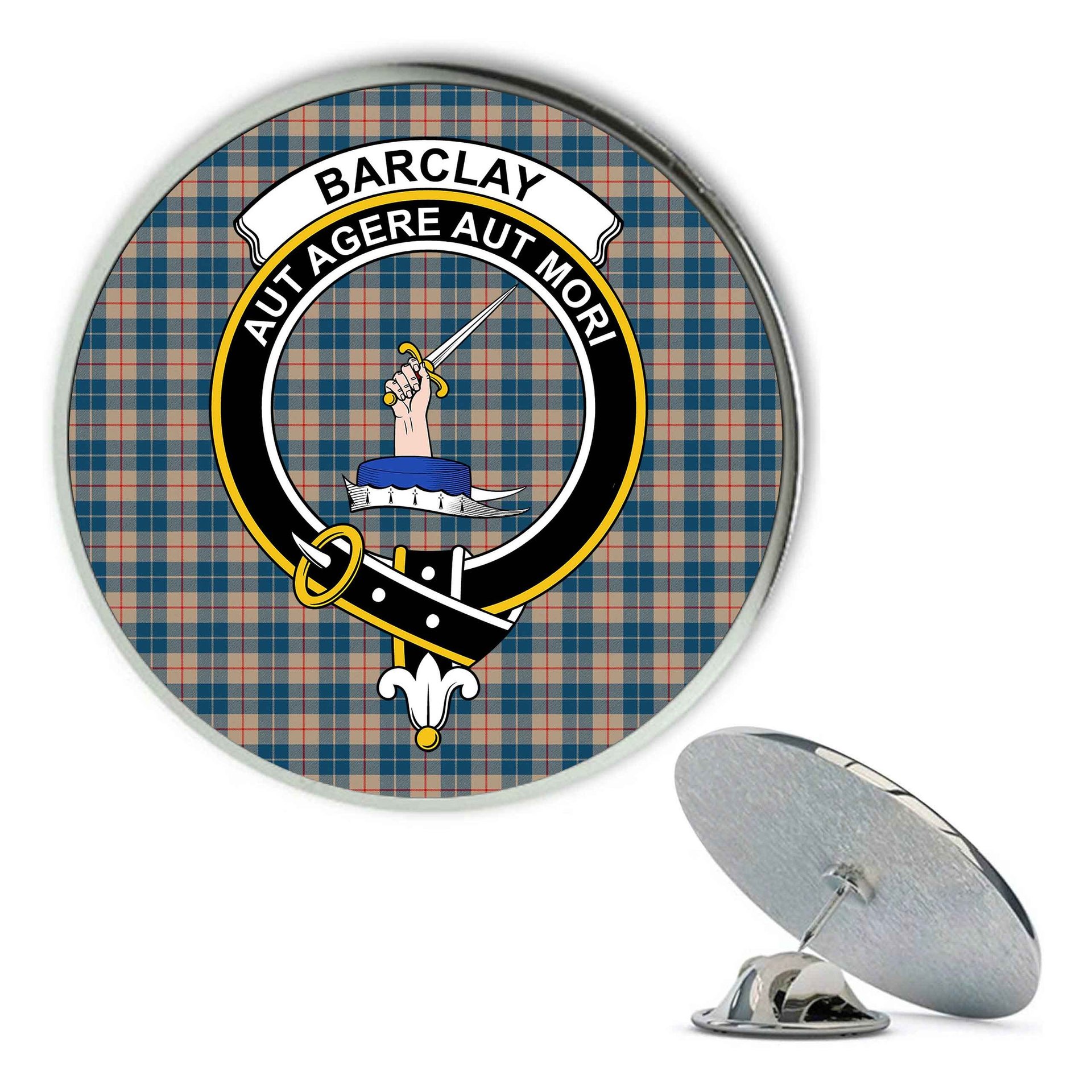 ScotsTee Shop Scottish Barclay Hunting #2 Modern Clan Metal Tartan Lapel Pin Scottish Clan Crest Badge