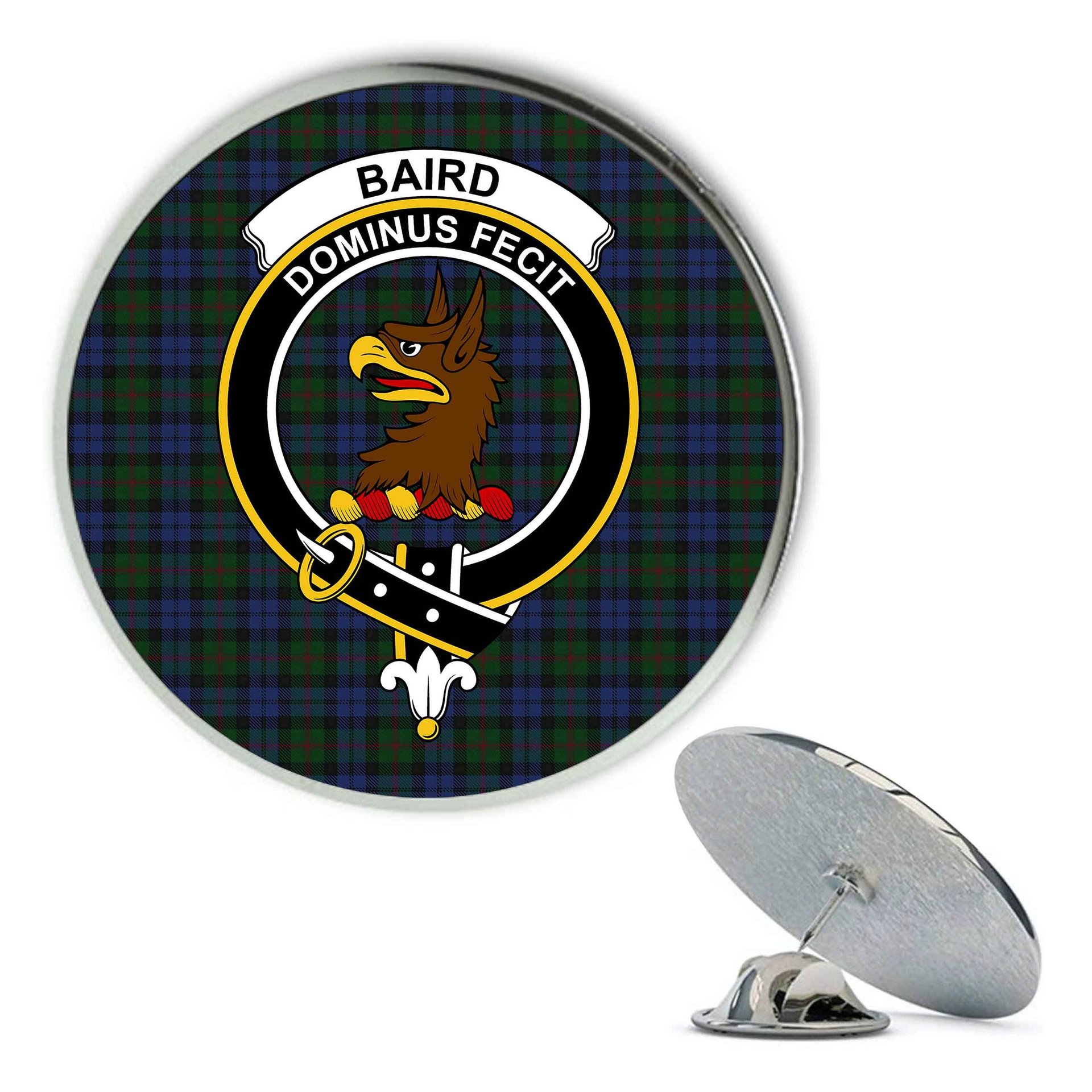 ScotsTee Shop Scottish Baird Metal Tartan Lapel Pin Scottish Clan Crest Badge