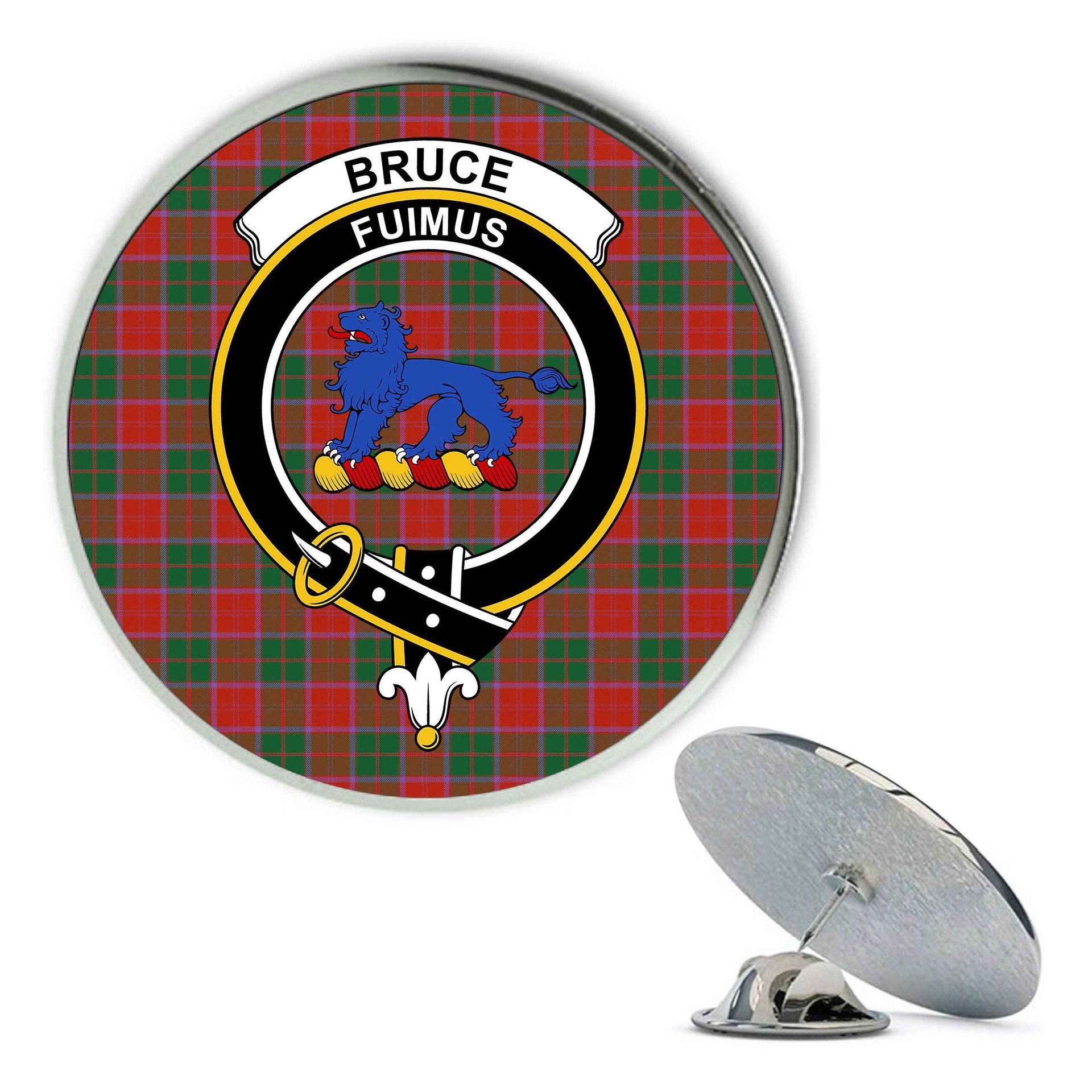 ScotsTee Shop Scottish Bruce New Ancient Metal Tartan Lapel Pin Scottish Clan Crest Badge