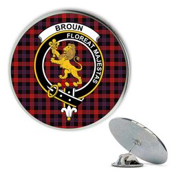 ScotsTee Shop Scottish Broun Modern Metal Tartan Lapel Pin Scottish Clan Crest Badge