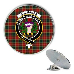 ScotsTee Shop Scottish Buchanan of Leny Metal Tartan Lapel Pin Scottish Clan Crest Badge