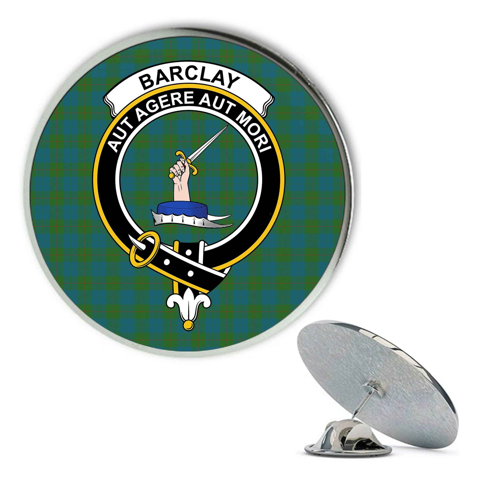 ScotsTee Shop Scottish Barclay Hunting Ancient Clan Metal Tartan Lapel Pin Scottish Clan Crest Badge