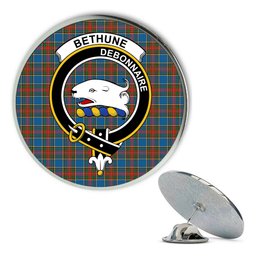 ScotsTee Shop Scottish Bethune Ancient Metal Tartan Lapel Pin Scottish Clan Crest Badge