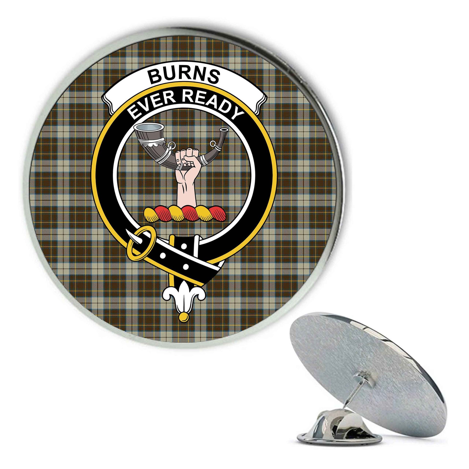 ScotsTee Shop Scottish Burns Battalion Metal Tartan Lapel Pin Scottish Clan Crest Badge