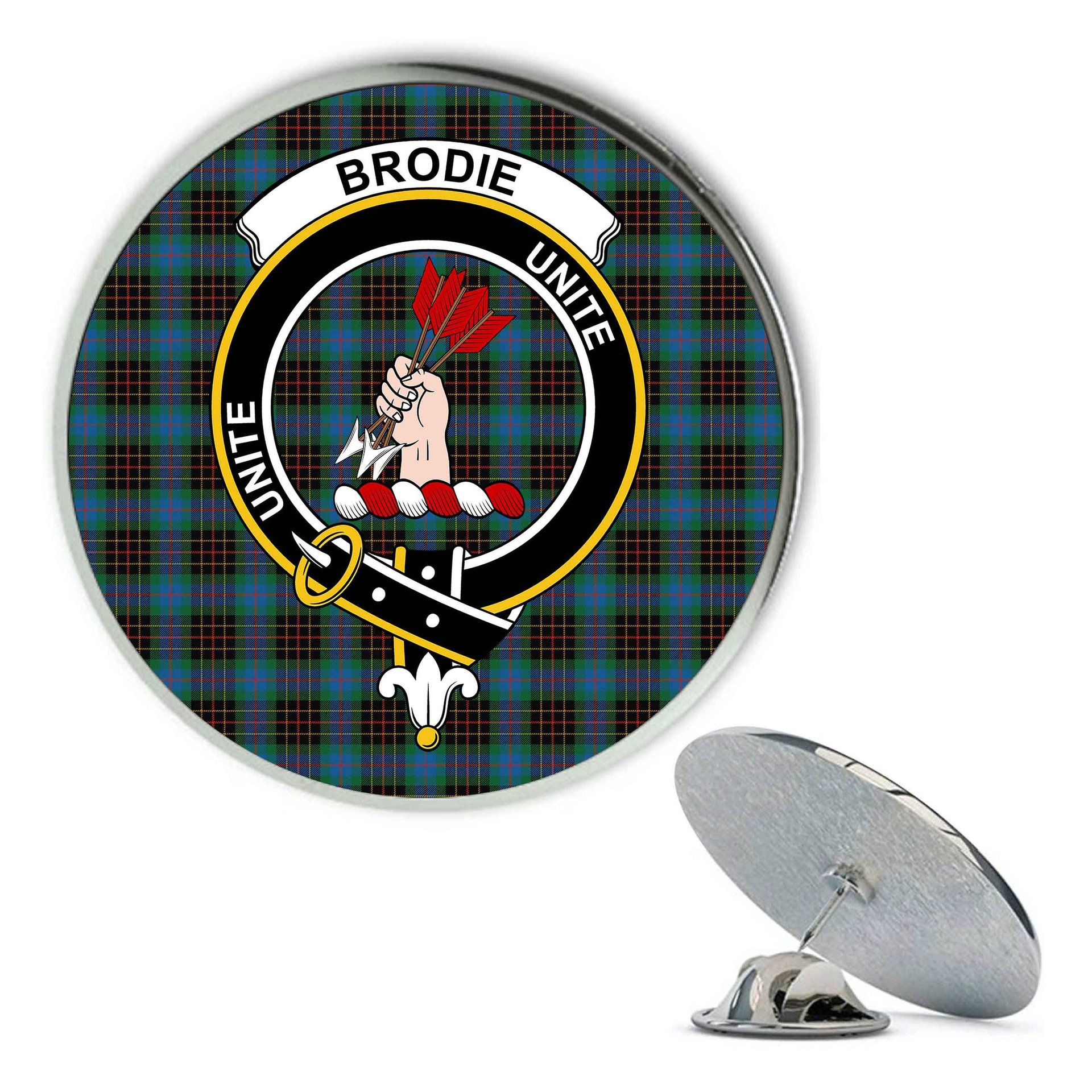 ScotsTee Shop Scottish Brodie Hunting Ancient Metal Tartan Lapel Pin Scottish Clan Crest Badge