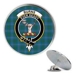 ScotsTee Shop Scottish Burns of California Ancient Metal Tartan Lapel Pin Scottish Clan Crest Badge