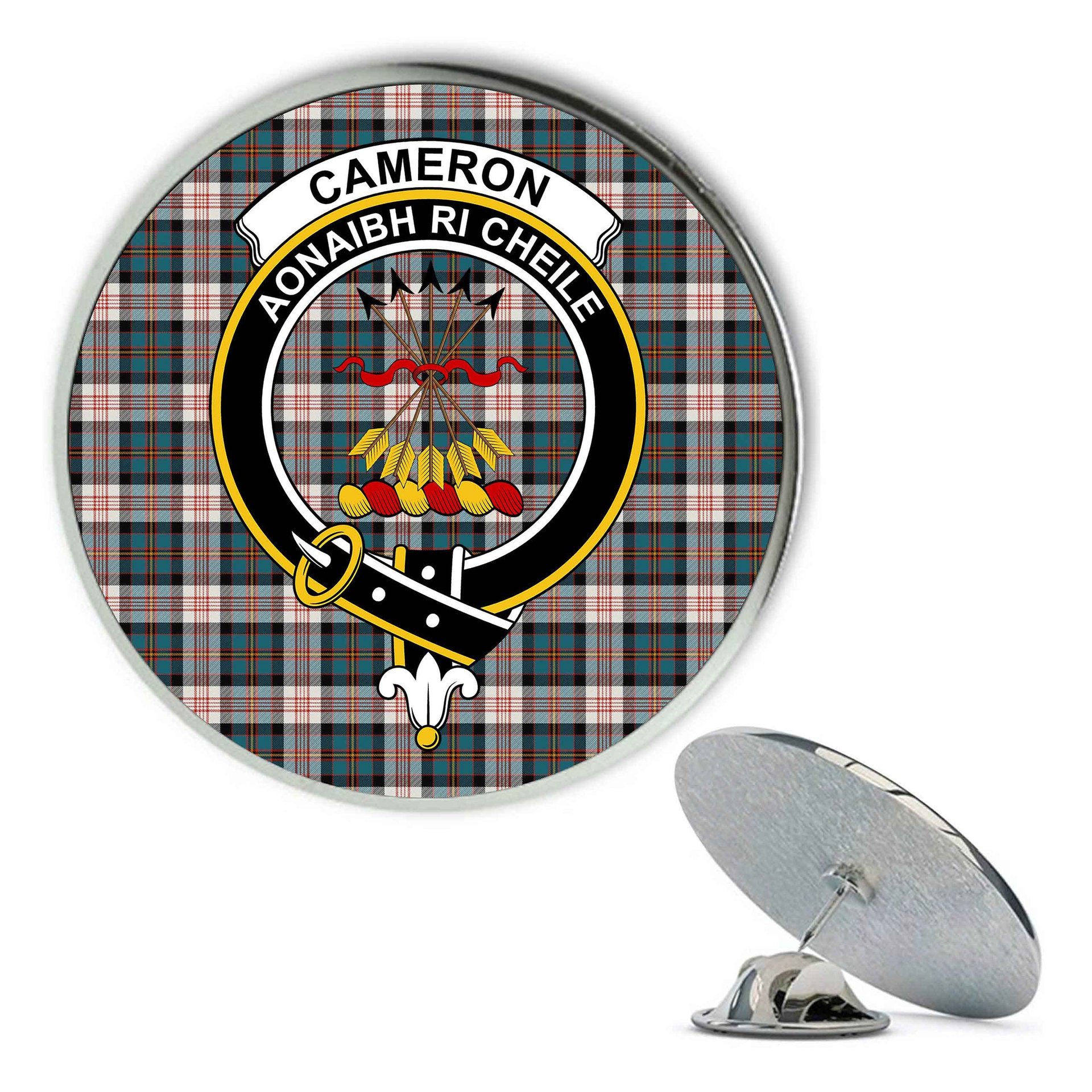 ScotsTee Shop Scottish Cameron of Erracht Dress Ancient Metal Tartan Lapel Pin Scottish Clan Crest Badge