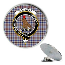 ScotsTee Shop Scottish Boswell Metal Tartan Lapel Pin Scottish Clan Crest Badge