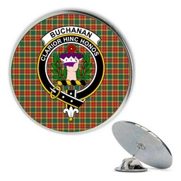 ScotsTee Shop Scottish Buchanan Old Sett Metal Tartan Lapel Pin Scottish Clan Crest Badge