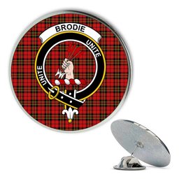 ScotsTee Shop Scottish Brodie Red Modern Metal Tartan Lapel Pin Scottish Clan Crest Badge