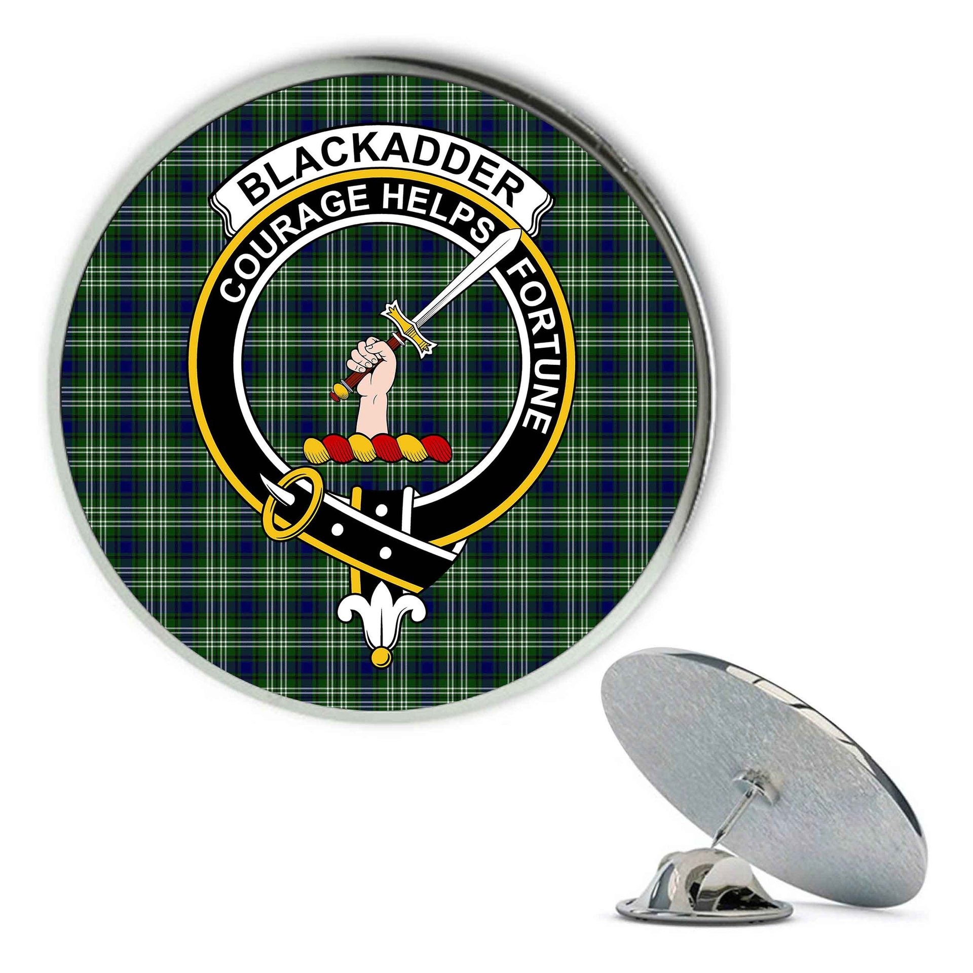 ScotsTee Shop Scottish Blackadder Metal Tartan Lapel Pin Scottish Clan Crest Badge