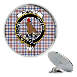 ScotsTee Shop Scottish Boswell Dress Modern Metal Tartan Lapel Pin Scottish Clan Crest Badge