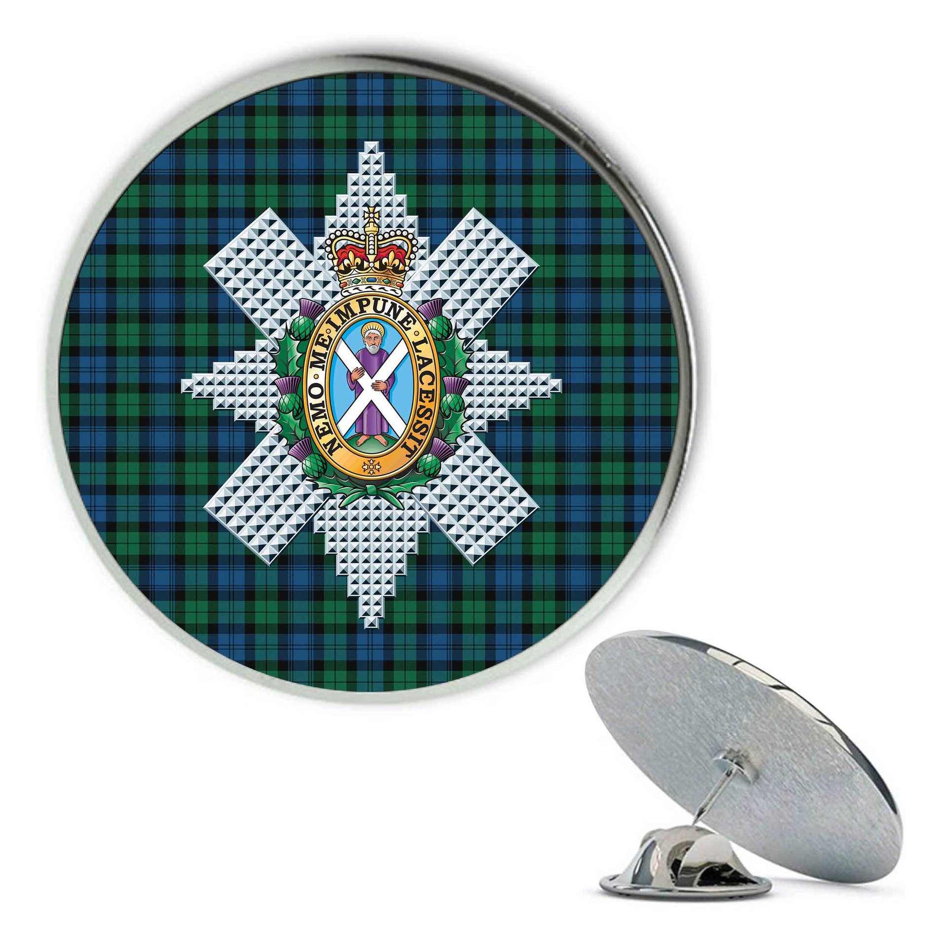 ScotsTee Shop Scottish Black Watch Ancient Metal Tartan Lapel Pin Scottish Clan Crest Badge