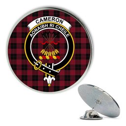ScotsTee Shop Scottish Cameron Black and Red Modern Metal Tartan Lapel Pin Scottish Clan Crest Badge