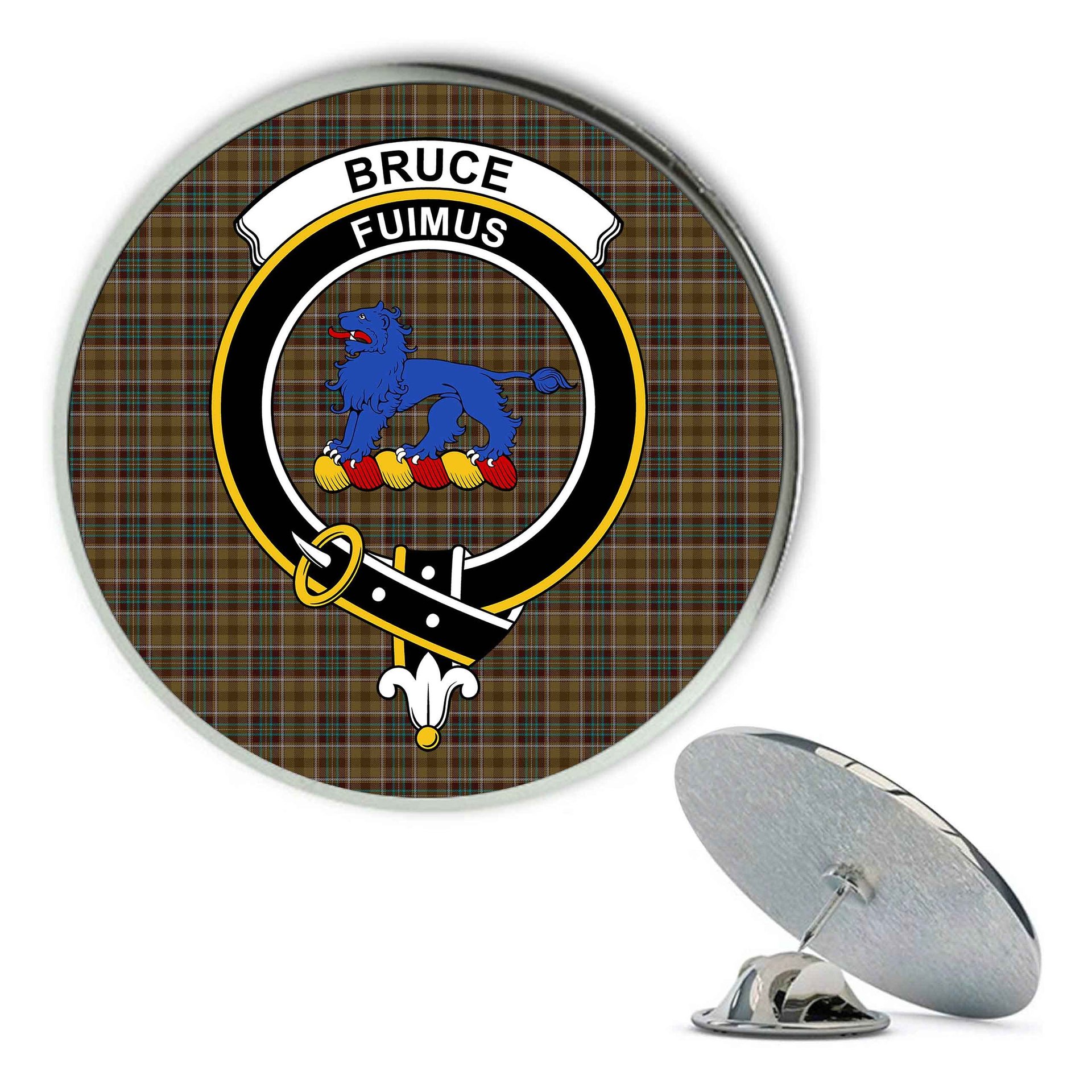 ScotsTee Shop Scottish Bruce of Kinnaird (Vivienne Westwood Design) Metal Tartan Lapel Pin Scottish Clan Crest Badge