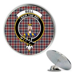 ScotsTee Shop Scottish Bell Border (Bell Southern Bell) Modern Metal Tartan Lapel Pin Scottish Clan Crest Badge
